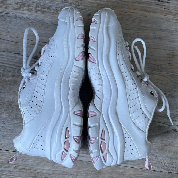 Y2K Platform Sneakers Champion White Pink Women's 10 Vintage Trainers Chunky - Picture 11 of 12